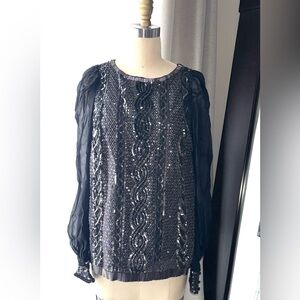 Adam Lippes: Black Silk Sequin Rocker Top 🖤⚡️✨